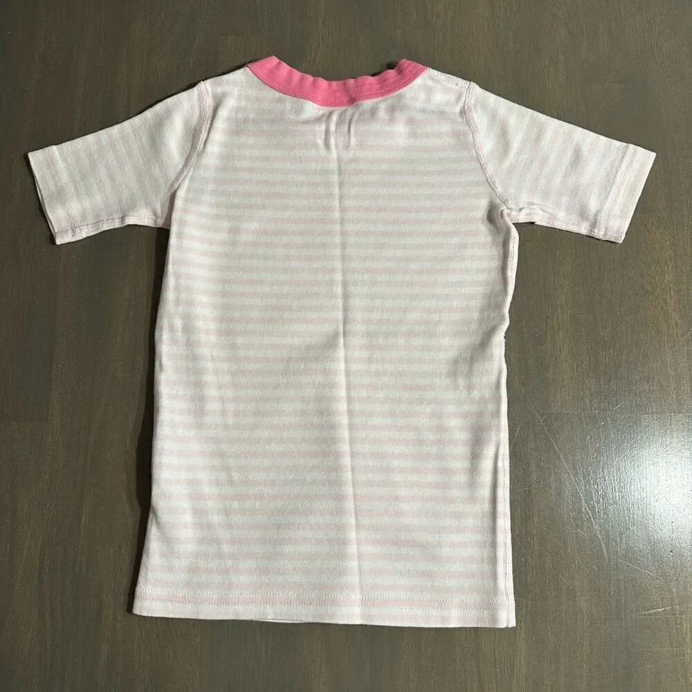 Hanna Andersson size 6-7 Pink So Sweet Short John Pajama TOP ONLY